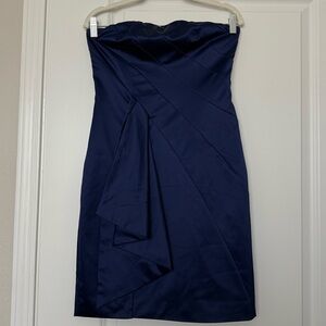 The Limited Navy Blue Strapless Satin Pleated Cocktail Dress - Size 4 - NWT